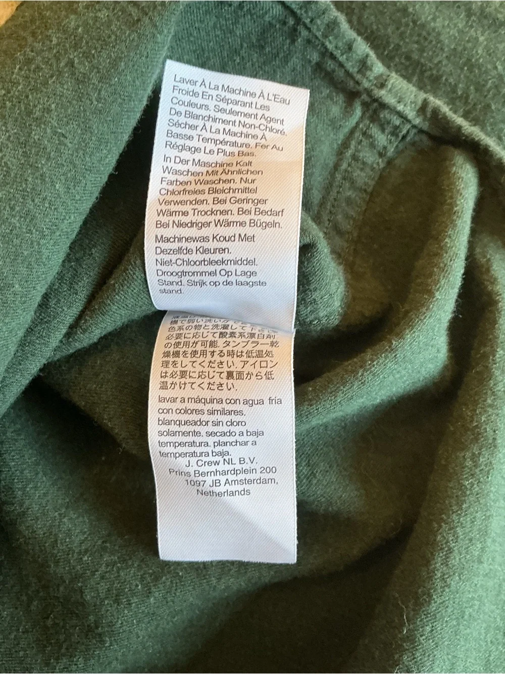 J. Crew Men’s Green Brushed Twill Slim Button Down Long Sleeve Shirt Size Large